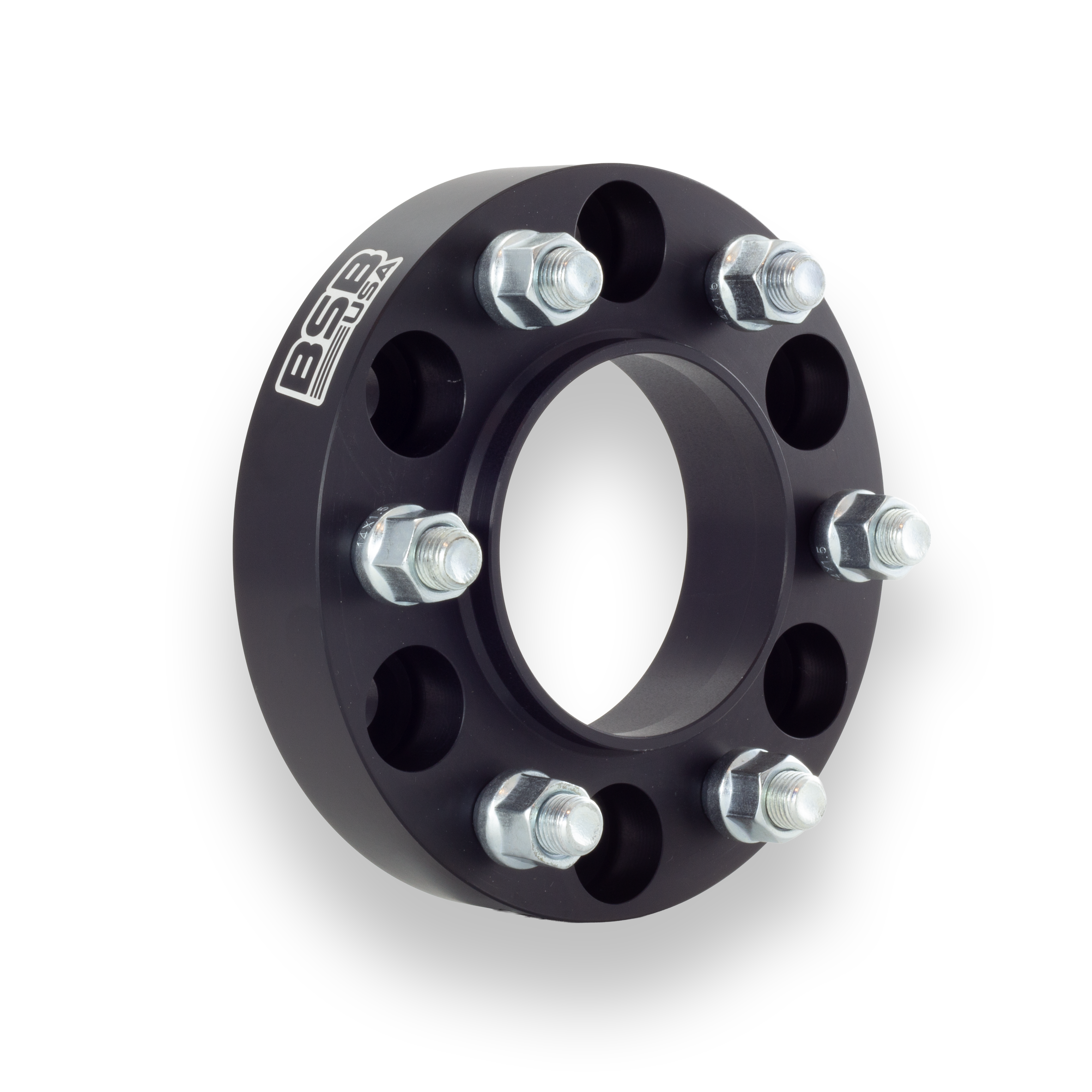 Finished billet aluminum bolt-on wheel spacer manufactured by BSB USA.