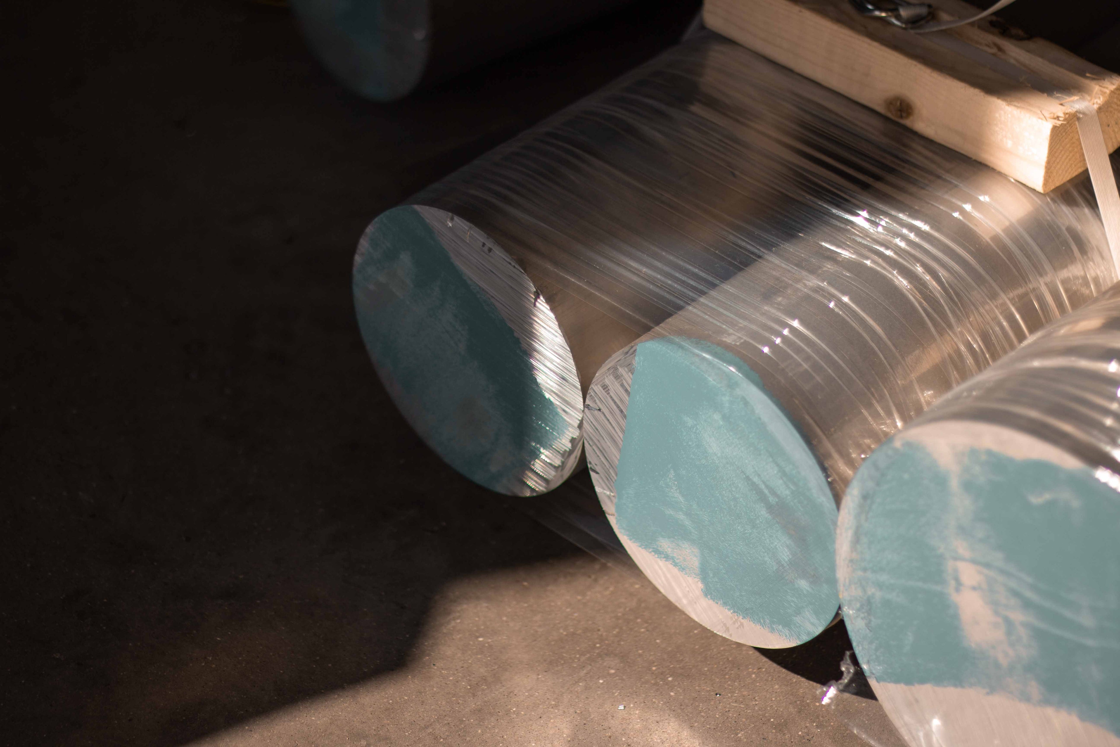 U.S.-sourced billet aluminum in stock at BSB USA before cutting and CNC machining into American-made wheel spacers.